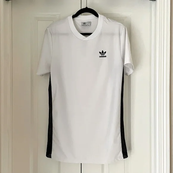 adidas Originals | Dresses | Adidas Originals White Jersey Dress With Mesh  On Sides Size M | Poshmark